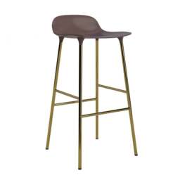 Normann Copenhagen Form Barstool - 75cm - Brown - Brass Legs Shell Colour: Brown, Leg Colour: Brass - thumbnail 1