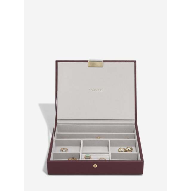 Stackers Classic Faux Leather Jewellery Box Lid - Burgundy Colour: Burgundy - image 1