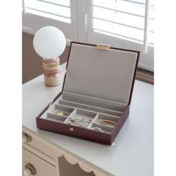 Stackers Classic Faux Leather Jewellery Box Lid - Burgundy Colour: Burgundy - thumbnail 2