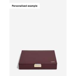 Stackers Classic Faux Leather Jewellery Box Lid - Burgundy Colour: Burgundy - thumbnail 3