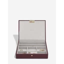 Stackers Classic Faux Leather Jewellery Box Lid - Burgundy Colour: Burgundy
