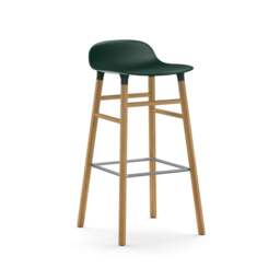 Normann Copenhagen Form Barstool - Wood - 75cm - Green - Oak Legs Shell Colour: Green, Leg Colour: Oak - thumbnail 1