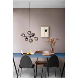 Halo Design Atom Large 6 Light Chandelier - O57cm - Black / Smoke Glass Colour: Black / Smoke Glass - thumbnail 2