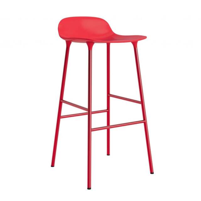 Normann Copenhagen Form Barstool - 75cm - Bright Red - Bright Red Legs Shell Colour: Bright Red, Leg Colour: Matching Shell Colour - image 1