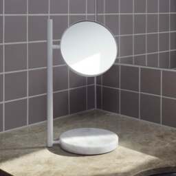Normann Copenhagen Freestanding Pose Mirror - White - Marble Base - thumbnail 2