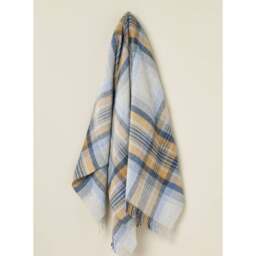 Bronte By Moon Kintyre Check Pure New Wool Throw - Blue - thumbnail 3
