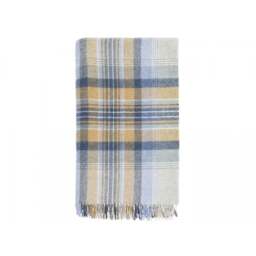 Bronte By Moon Kintyre Check Pure New Wool Throw - Blue - thumbnail 1