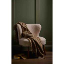 Bronte By Moon British Lambswool Throw - Gingham - Terracotta & Green - thumbnail 2