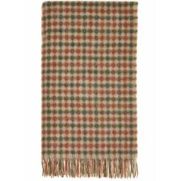 Bronte By Moon British Lambswool Throw - Gingham - Terracotta &amp Green