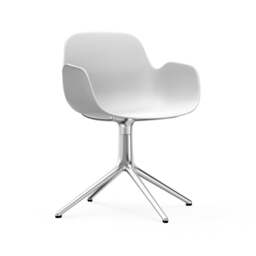 Normann Copenhagen Form Armchair Swivel - 4 Leg - White - Aluminium Legs Shell Colour: White, Leg Colour: Aluminium