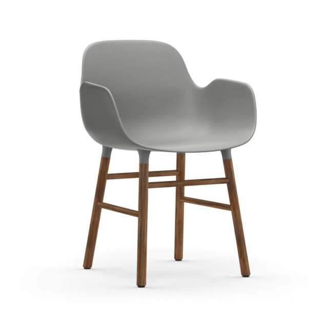 Normann Copenhagen Form Armchair - Grey - Walnut Legs Shell Colour: Grey, Leg Colour: Walnut - image 1