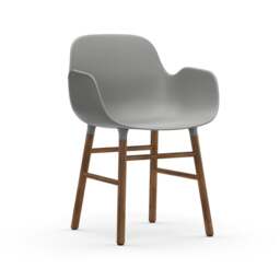 Normann Copenhagen Form Armchair - Grey - Walnut Legs Shell Colour: Grey, Leg Colour: Walnut - thumbnail 1