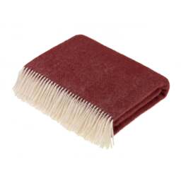Bronte By Moon Pure Wool Herringbone Throw - Red