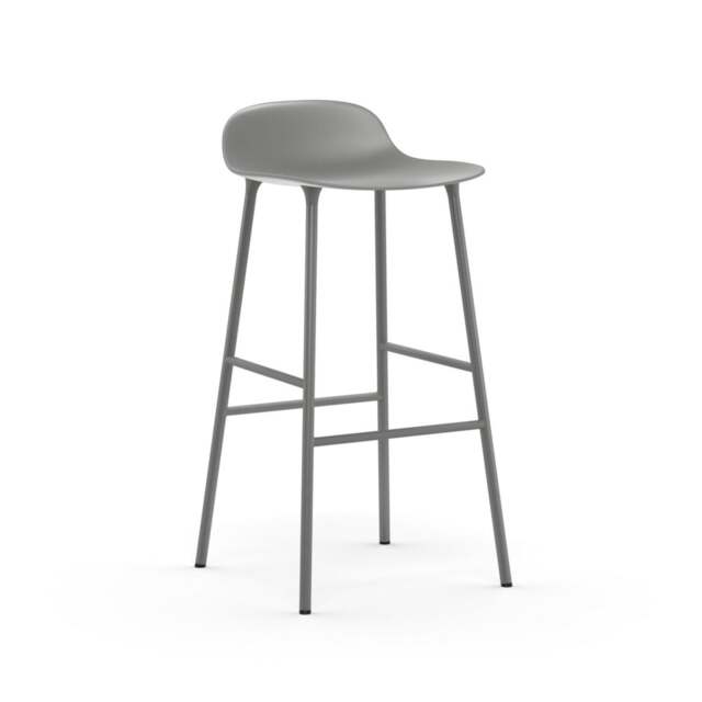 Normann Copenhagen Form Barstool - 75cm - Grey - Grey Legs Shell Colour: Grey, Leg Colour: Matching Shell Colour - image 1