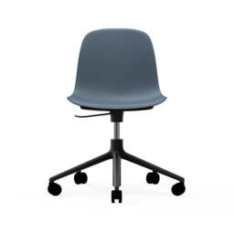 Normann Copenhagen Form Chair Swivel - 5 Wheel - Gas Lift - Blue - Black Legs Shell Colour: Blue, Leg Colour: Black - thumbnail 2