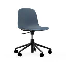 Normann Copenhagen Form Chair Swivel - 5 Wheel - Gas Lift - Blue - Black Legs Shell Colour: Blue, Leg Colour: Black - thumbnail 1