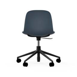 Normann Copenhagen Form Chair Swivel - 5 Wheel - Gas Lift - Blue - Black Legs Shell Colour: Blue, Leg Colour: Black - thumbnail 4