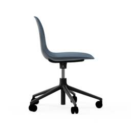 Normann Copenhagen Form Chair Swivel - 5 Wheel - Gas Lift - Blue - Black Legs Shell Colour: Blue, Leg Colour: Black - thumbnail 3