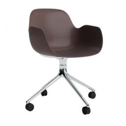 Normann Copenhagen Form Armchair Swivel - 4 Wheel - Brown - Aluminium Legs Shell Colour: Brown, Leg Colour: Aluminium
