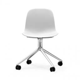 Normann Copenhagen Form Chair Swivel - 4 Wheel - White - Aluminium Legs Shell Colour: White, Leg Colour: Aluminium - thumbnail 2