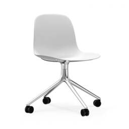 Normann Copenhagen Form Chair Swivel - 4 Wheel - White - Aluminium Legs Shell Colour: White, Leg Colour: Aluminium