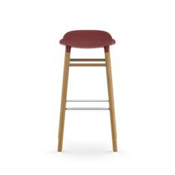 Normann Copenhagen Form Barstool - Wood - 75cm - Red - Oak Legs Shell Colour: Red, Leg Colour: Oak - thumbnail 4