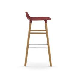 Normann Copenhagen Form Barstool - Wood - 75cm - Red - Oak Legs Shell Colour: Red, Leg Colour: Oak - thumbnail 3