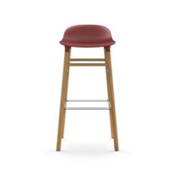Normann Copenhagen Form Barstool - Wood - 75cm - Red - Oak Legs Shell Colour: Red, Leg Colour: Oak - thumbnail 2