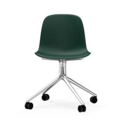 Normann Copenhagen Form Chair Swivel - 4 Wheel - Green - Aluminium Legs Shell Colour: Green, Leg Colour: Aluminium - thumbnail 2