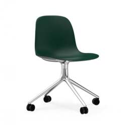 Normann Copenhagen Form Chair Swivel - 4 Wheel - Green - Aluminium Legs Shell Colour: Green, Leg Colour: Aluminium