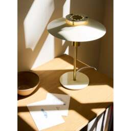 Halo Design Rivoli Table Lamp Colour: Glossy Cream/ Brass - thumbnail 2