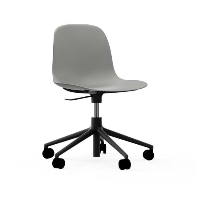 Normann Copenhagen Form Chair Swivel - 5 Wheel - Gas Lift - Grey - Black Legs Shell Colour: Grey, Leg Colour: Black - image 1