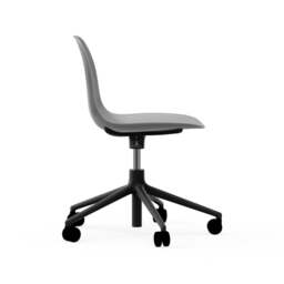 Normann Copenhagen Form Chair Swivel - 5 Wheel - Gas Lift - Grey - Black Legs Shell Colour: Grey, Leg Colour: Black - thumbnail 3
