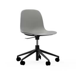 Normann Copenhagen Form Chair Swivel - 5 Wheel - Gas Lift - Grey - Black Legs Shell Colour: Grey, Leg Colour: Black