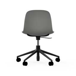 Normann Copenhagen Form Chair Swivel - 5 Wheel - Gas Lift - Grey - Black Legs Shell Colour: Grey, Leg Colour: Black - thumbnail 4
