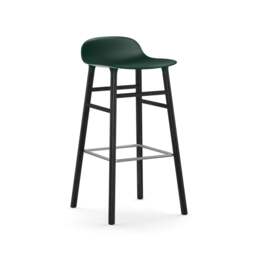 Normann Copenhagen Form Barstool - Wood - 75cm - Green - Black Oak Legs Shell Colour: Green, Leg Colour: Black Oak - thumbnail 1