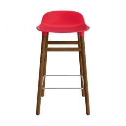 Normann Copenhagen Form Barstool - Wood - 65cm - Bright Red - Walnut Legs Shell Colour: Bright Red, Leg Colour: Walnut - thumbnail 2