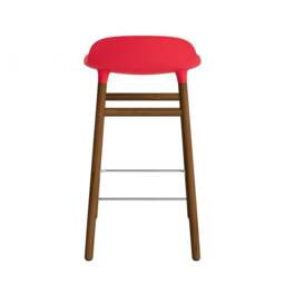 Normann Copenhagen Form Barstool - Wood - 65cm - Bright Red - Walnut Legs Shell Colour: Bright Red, Leg Colour: Walnut - thumbnail 4