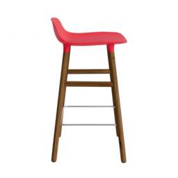 Normann Copenhagen Form Barstool - Wood - 65cm - Bright Red - Walnut Legs Shell Colour: Bright Red, Leg Colour: Walnut - thumbnail 3