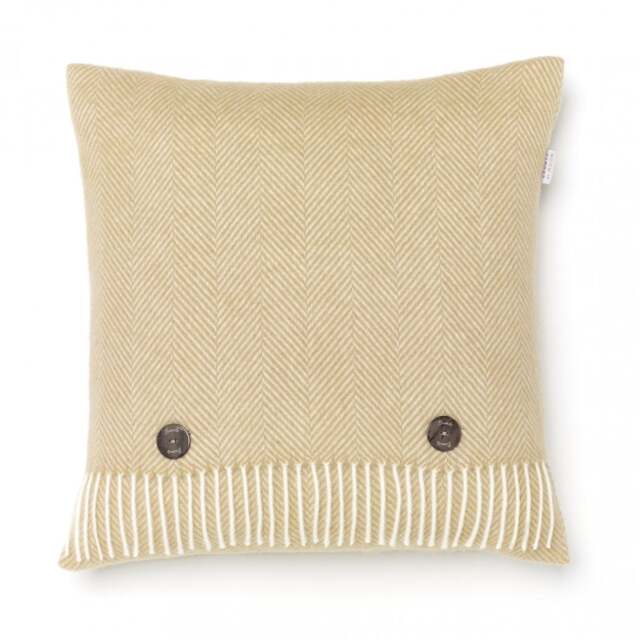 Bronte By Moon Herringbone Merino Lambswool Cushion - Natural
