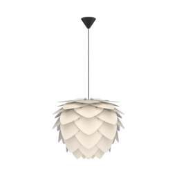Umage Aluvia Pendant Light Shade - Pearl White - Medium with Black Cord Set With or Without Cord Set: With Black Cord Set