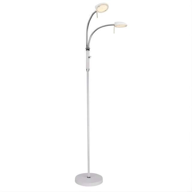Halo Design Vegas Floor Lamp - H 140cm - 2 Arm - White Chrome Colour: White / Chrome