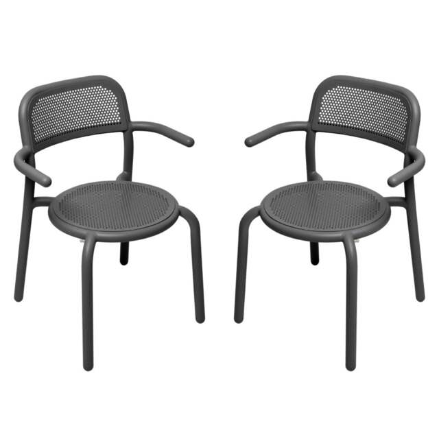 Fatboy Set of 2 Toni Stackable Garden Armchairs - Mist Green Colour: Anthracite - image 1