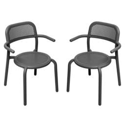 Fatboy Set of 2 Toni Stackable Garden Armchairs - Mist Green Colour: Anthracite