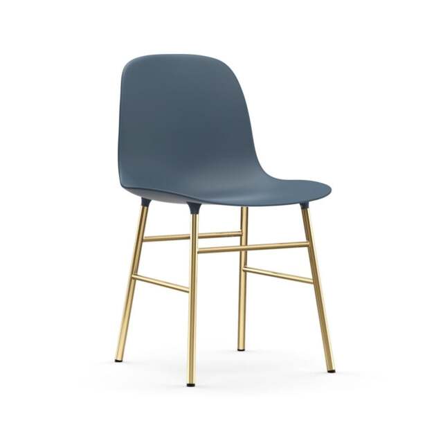 Normann Copenhagen Form Chair - Blue - Brass Legs Shell Colour: Blue, Leg Colour: Brass - image 1
