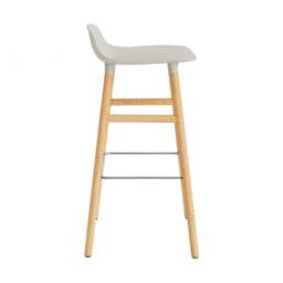 Normann Copenhagen Form Barstool - Wood - 75cm - Light Grey - Oak Legs Shell Colour: Light Grey, Leg Colour: Oak - thumbnail 3