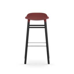 Normann Copenhagen Form Barstool - Wood - 75cm - Red - Black Oak Legs Shell Colour: Red, Leg Colour: Black Oak - thumbnail 4