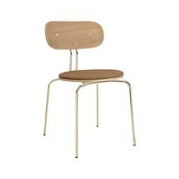 Umage Curious Dining Chair - Oak - Brass Legs - Sugar Brown Cushion Leg Colour: Brass Legs, Colour: Sugar Brown - thumbnail 1