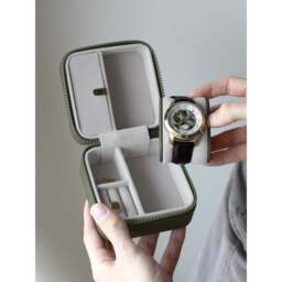 Stackers Canvas Watch & Jewellery Box - Green Colour: Green - thumbnail 2
