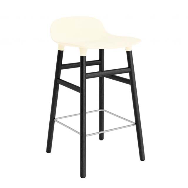 Normann Copenhagen Form Barstool - Wood - 65cm - Cream - Black Oak Legs Shell Colour: Cream, Leg Colour: Black Oak - image 1